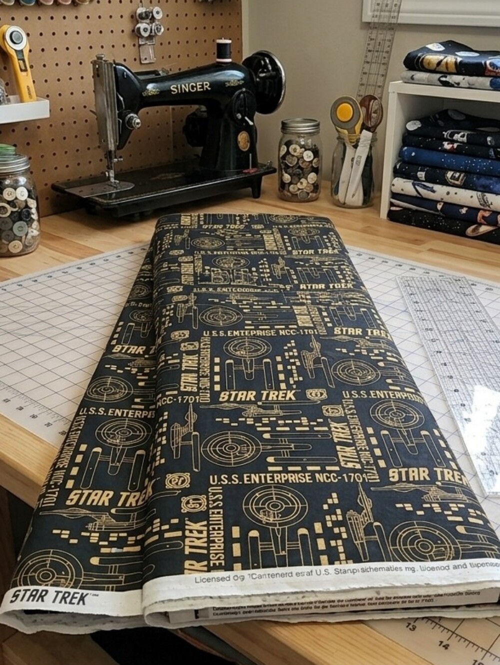 Star Trek Enterprise NCC-1701 Camelot Cotton Fabric 2017 1 Yard 44"